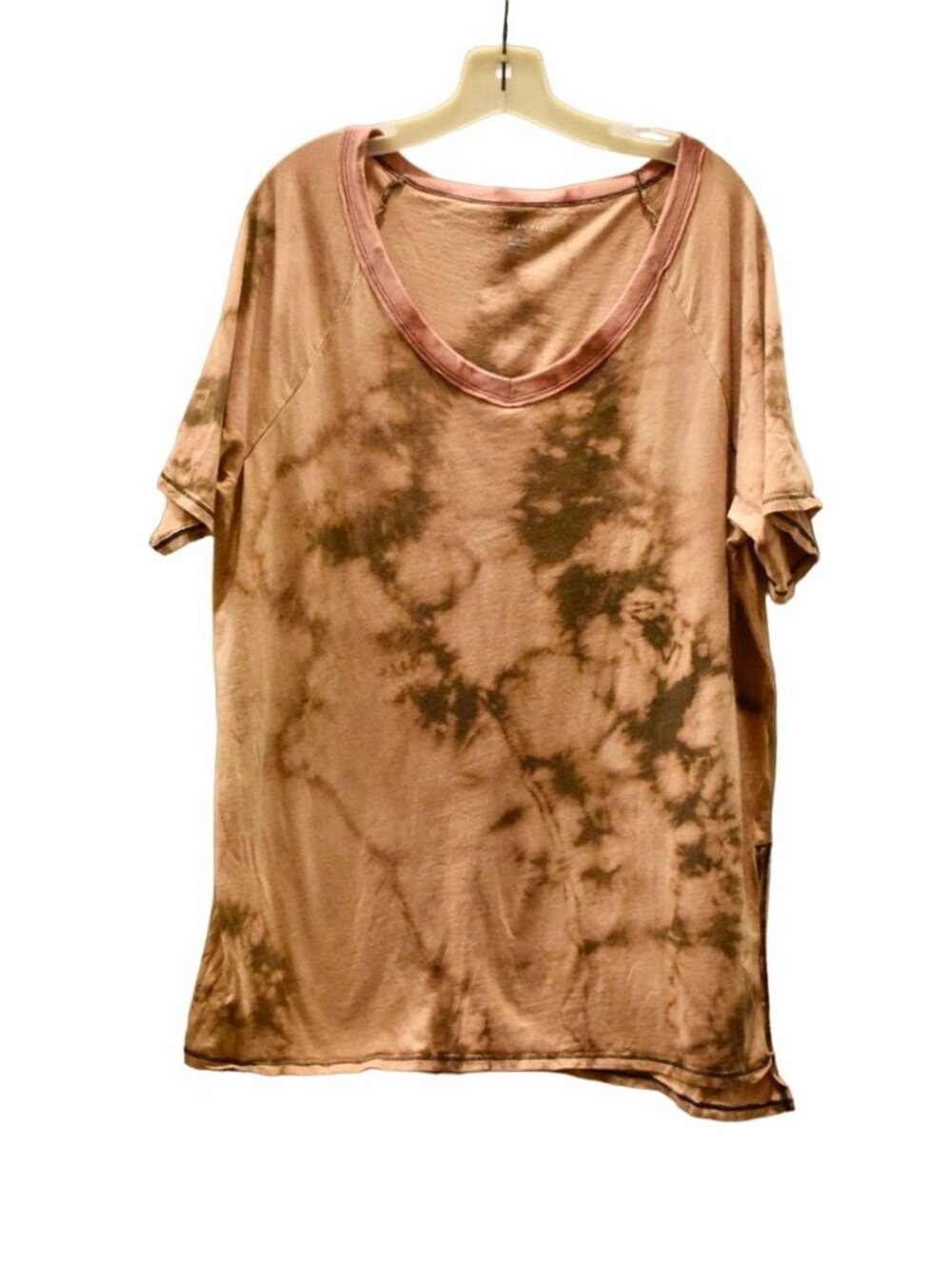Women's American Eagle Outfitters Loose Fit V-Neck T-shirt Custom Bleach Dye Sz